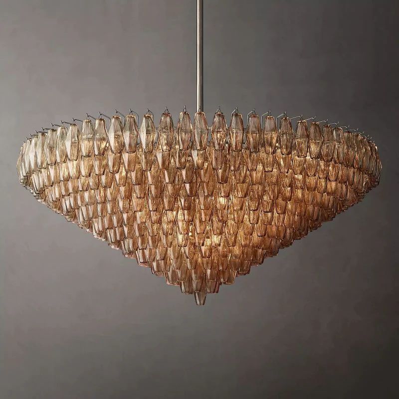 Vicky Smoke Glass Tiered Round Chandelier 62" For Living Room