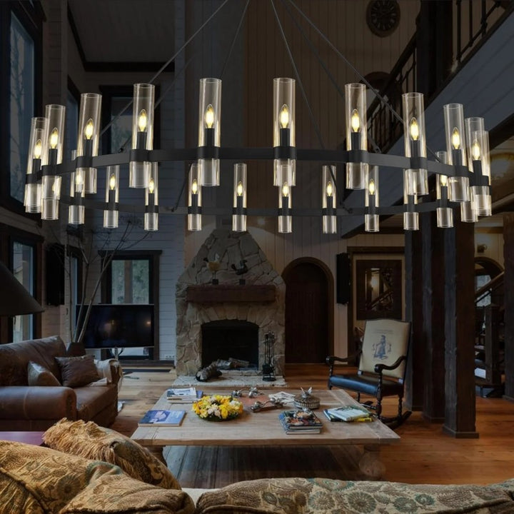 Wagon Wheel Chandelier 70"