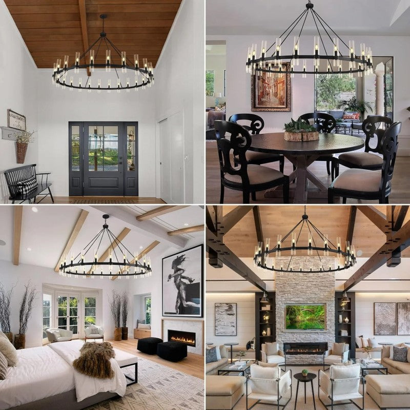 Wagon Wheel Chandelier 70"
