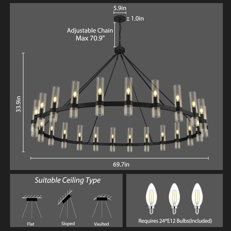 Wagon Wheel Chandelier 70"