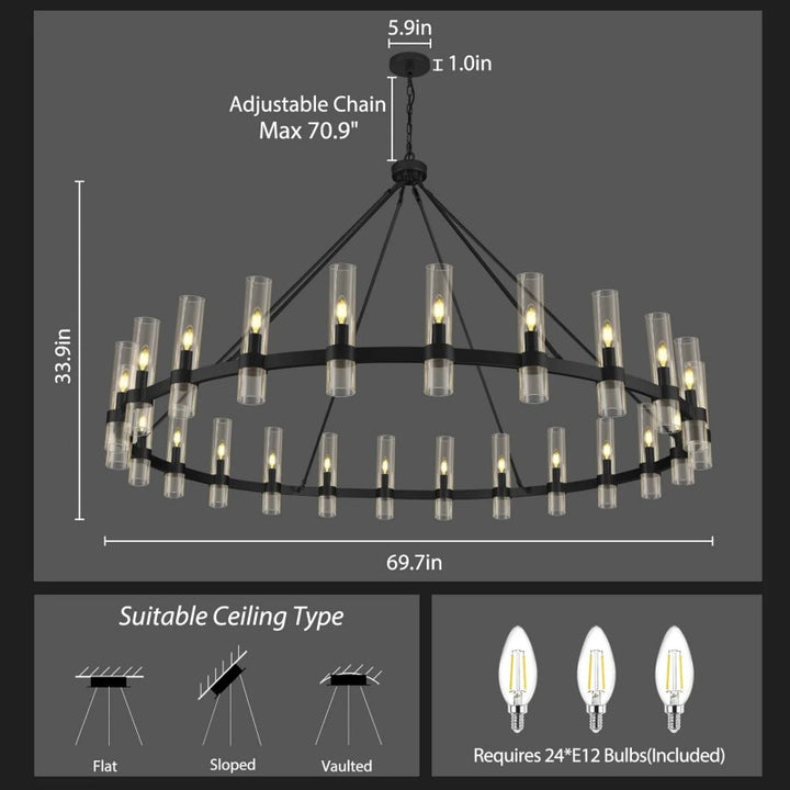Wagon Wheel Chandelier 70"