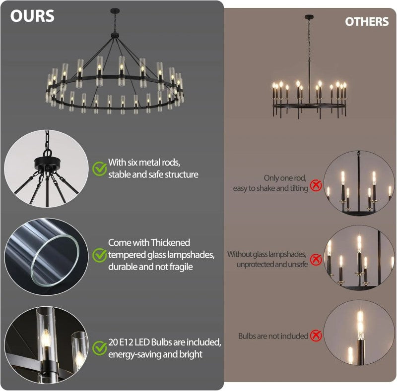 Wagon Wheel Chandelier 70"