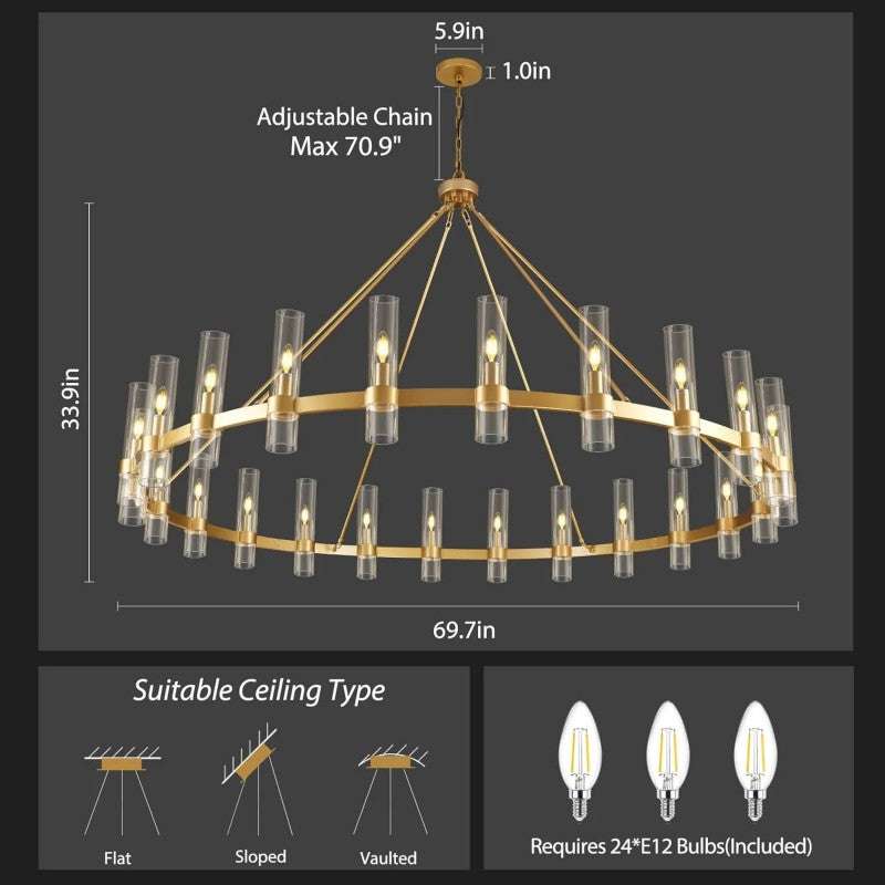 Wagon Wheel Chandelier 70"