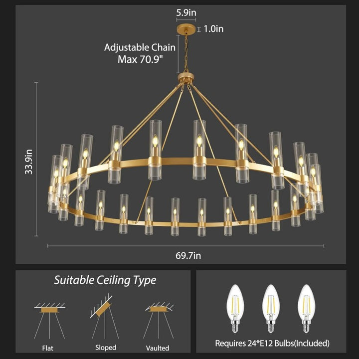 Wagon Wheel Chandelier 70"