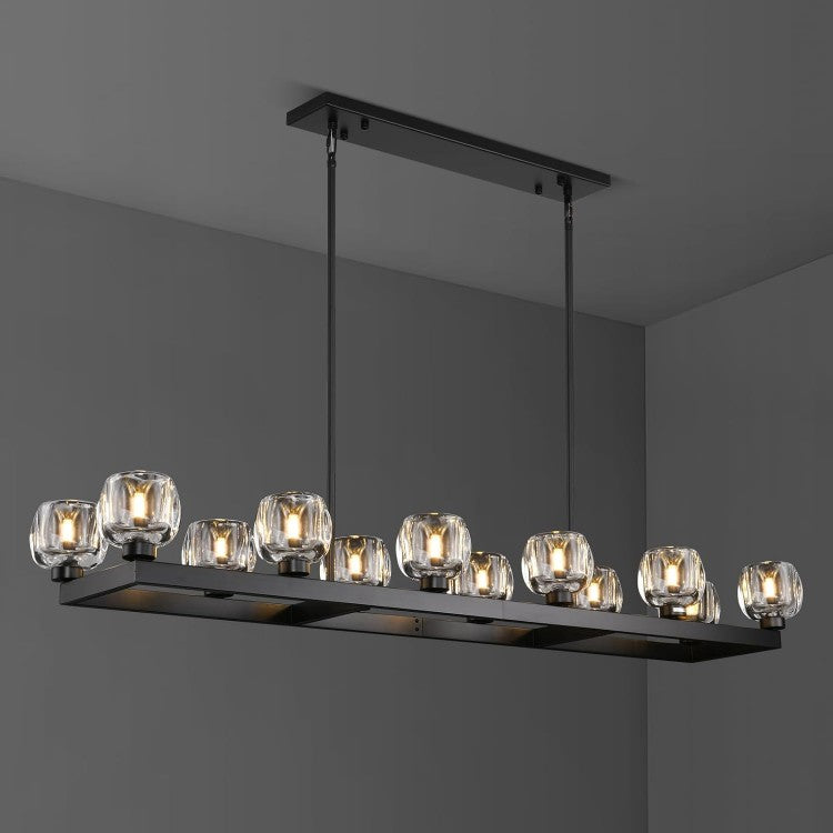 Wagon Wheel Glass Linear Chandelier 59" 72"