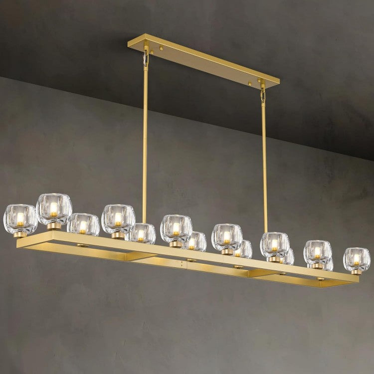 Wagon Wheel Glass Linear Chandelier 59" 72"