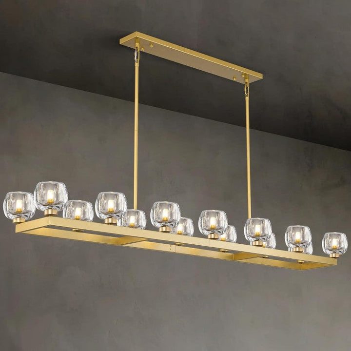 Wagon Wheel Glass Linear Chandelier 59" 72"