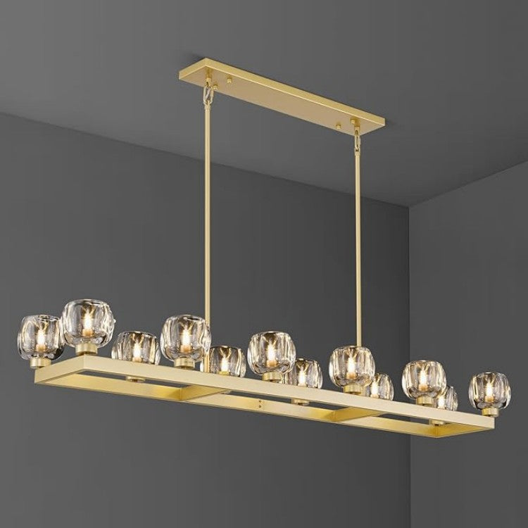 Wagon Wheel Glass Linear Chandelier 59" 72"