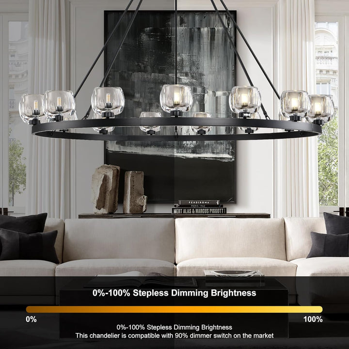 Wagon Wheel Glass Round Chandelier